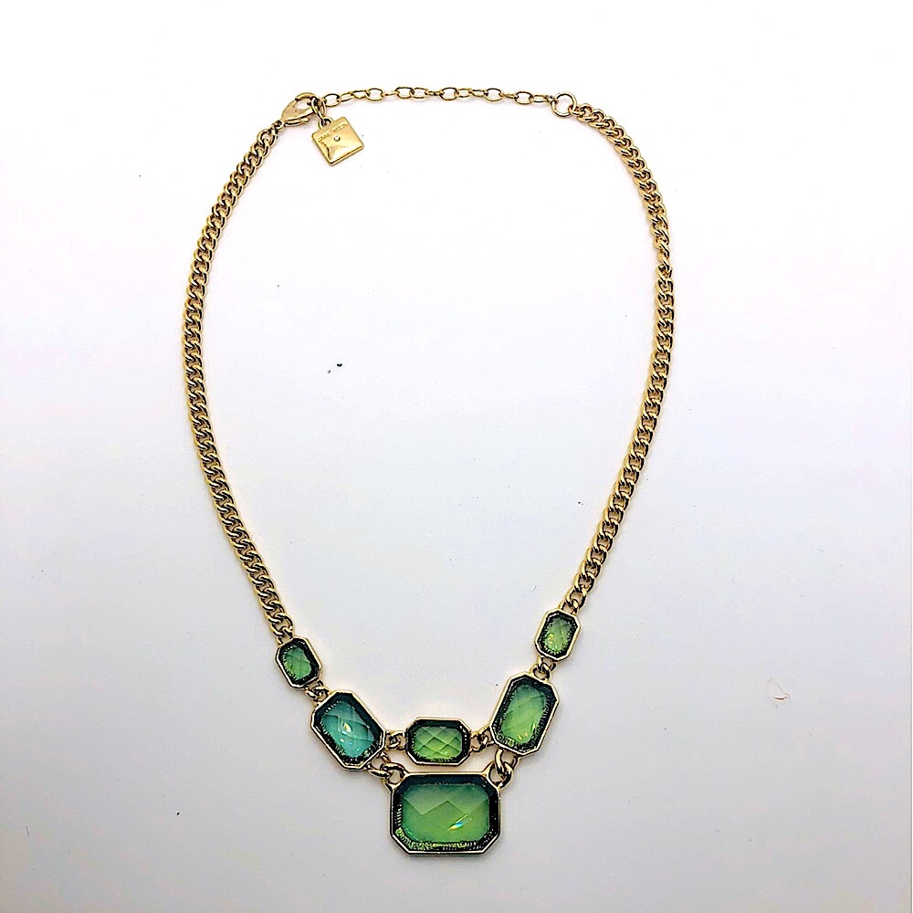 Anne Klein good necklace with 6 green jewels